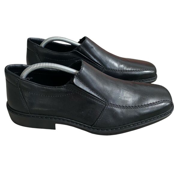 Rieker Men's Shoes 9.5 -10 EU 43 Black Leather Wide Feet Lightweight Square Toe - Picture 1 of 8